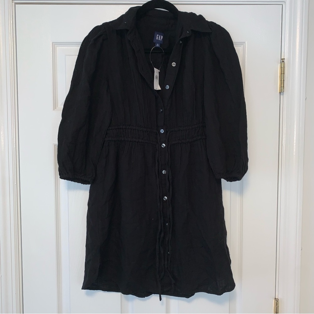 GAP Black Button-Front Shirt Dress